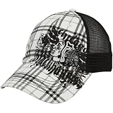 NHL '47 Brand Chicago Blackhawks Black-White Plaid Suffolk Closer Mesh Back Flex Trucker Hat