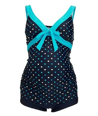 Maternity Navy and Turquoise Spot Tankini