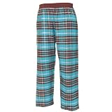 Aqua Turquoise and Brown Sparkle Glitter tartan plaid check flannel cotton pants for lounging, sleep, sports. Unisex relaxed fit, available in 3 Youth sizes, exposed elastic waist