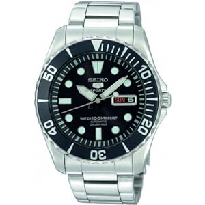 Seiko 5 Black Dial Stainless Steel Automatic Mens Watch SNZF17 (Watch)