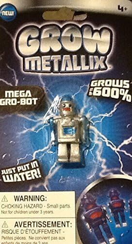 Grow Metallix Mega Gro-Bot ~ Metallic Silver ~ 600% Growing Robot ~ Gag Toy ~ Water Expandable Toy by Grow Metallix