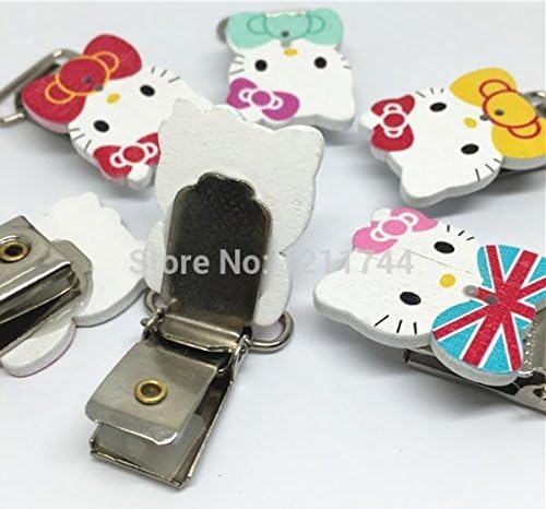 20pcs Wood Cartoon Cat Flags Dummy Pacifier Clips Suspender Soother Clip Holder Baby Crafts