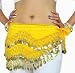 Chiffon Dangling Gold Coins Belly Dance Hip Scarf, Vogue Style -yellow