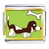 Animal Photo Basset Hound Dog Italian Charms Bracelet Link