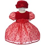 Red Velvet Christmas Dress w/ Hat (12M, 18M, 24M, 3T)