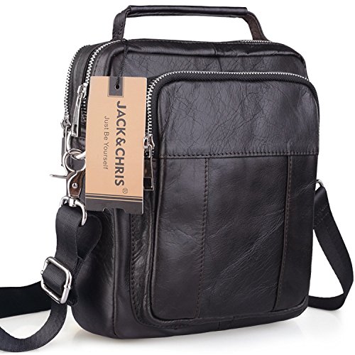 Jack&Chris®Men's Genuine Leather Messenger Cross Body Bag Sling Bag Small Bag,JN8801
