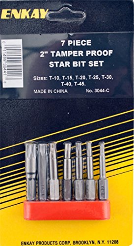 Enkay 3044-C 2-Inch Tamper Proof Screw Bit Set, 7-Piece