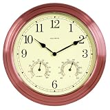 Chaney Instrument 14-Inch Copper Clock/Thermometer/Hygrometer