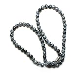 Snowflake Obsidian 6mm Bead Choker Necklace with Magnetic Snap Closure