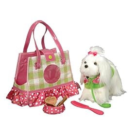Pucci Pups Maltese in Ruffle Bag - Pink by Battat