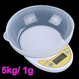 ポータブル液晶デジタル電子キッチン スケール 5 キログラム/1 グラム 5000 グラム食品小包計量残高ボウル