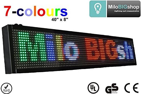 LED Scrolling Sign RGB 7 Color Programmable message Display 40" X 8", NEW SMD version, LED Banner, Great for Restaurant, Bar, Home, Office, Store, Window, Walls.