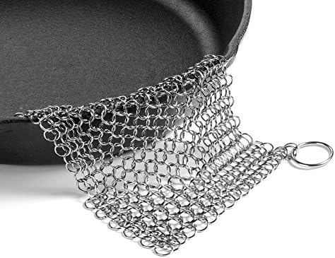 HHS Cast Iron Cleaner XL 7x7 Premium Stainless Steel Chainmail Scrubber