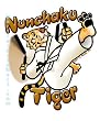 Martial Arts T-shirt - Nunchaku Tiger (White T-shirt) - CHL, CHM, L, M, S, or XL