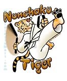Martial Arts T-shirt - Nunchaku Tiger (White T-shirt) - CHL, CHM, L, M, S, or XL