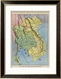 Map Showing the Kingdom of Siam Now Thailand Framed Art Poster Print, 24x31