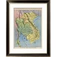 Map Showing the Kingdom of Siam Now Thailand Framed Art Poster Print, 27x33