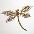Crystal and Goldtone Dragonfly Pin, #11076