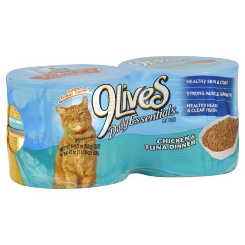 9lives Daily Essentials Cat Food, Chicken & Tuna Dinner, 4 Pack, 22 Oz, (Pack of 4)