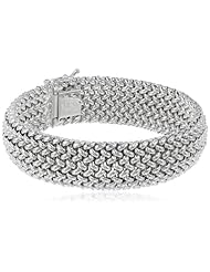 Sterling Silver Italian Rhodium Plated Bombay Mesh Bracelet
