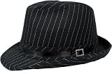 Black & White Stripe Fedora w/ Buckle