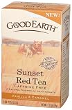 Good Earth Sunset Red Tea, Red Tea, Vanilla And Caramel, Caffeine Free, 18 Count Tea Bags, 1.33-Ounce Boxes (Pack of 6)