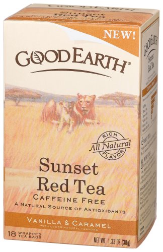Good Earth Sunset Red Tea, Red Tea, Vanilla And Caramel, Caffeine Free, 18 Count Tea Bags,... by Good Earth