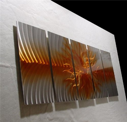 Explosion Amber Gold - Abstract Painting Metal Wall Art sculpture for contemporary decor Sculpture by Nider the Internationally Acclaimed Artist of Modern Contemporary Decor