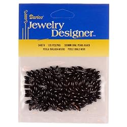 3x6mm Loose Oval Pearls, Black DWO, 120 Pc Pkg (1 Pack)