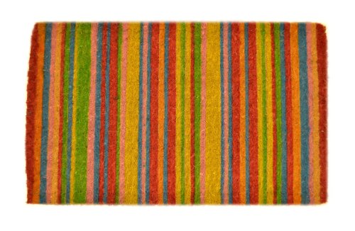 Imports Decor Traditional Coir Doormat, Multi-color Stripes, 18-Inch by 47-Inch