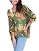 Allegra K Women's Scoop Neck Feather Chiffon Plus Size Blouse Batwing Top L Green