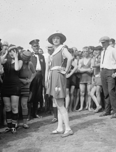 1922 June 17. Photograph of June Roberts in rubber bathing suit, 6/17/22