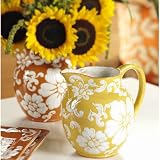 Belle Fleur Yellow Ceramic Pitcher by Zodax