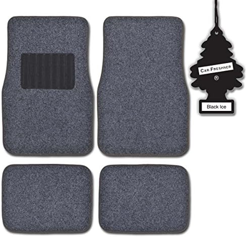 MotorTrend Dark Gray 4 Piece Premium Thick Carpet Ridged Car Floor Mats w/ ROYALPINE