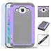 Samsung Galaxy Core Prime G360 / Prevail LTE Case, ToPerk (TM) Cyber Grid Armor Case + Free HD Screen Protector & Stylus Pen As Bundle Sale - Grey/Purple
