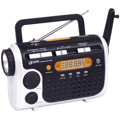 GPX RWB4004SP 7-Channel NOAA Weatherband AM/FM Flashlight Radio with 3-Way Rechargeable Circuitry