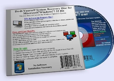 Recovery Boot Disc for Windows 7 System 32 BIT CD (Disk Comparable with Starter, Home Premium, Professional and Ultimate)