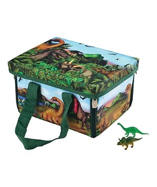 A portable fold out playmat for dino adventures on the go - and a practical storage case too. Includes 2 mini dinosaurs. Ages 3-8