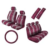 14 Piece Safari Animal Print Automotive Interior Gift Set - 2 Low Back Front Bucket... 