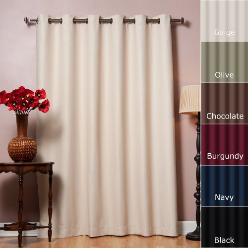 Best Home Fashion Beige Wide Width Grommet Top Thermal Blackout