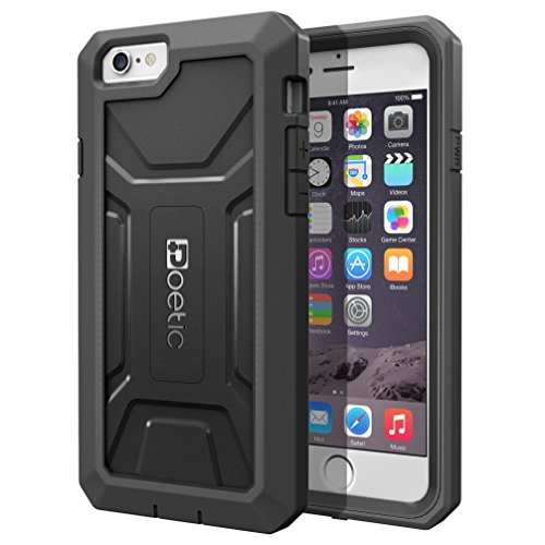 iPhone 6 Plus Case - Poetic iPhone 6 Plus Case [Revolution Series] - [Heavy Duty] [Dual Layer] Complete Protection Hybrid Case with Built-In Screen Protector for Apple iPhone 6 Plus 5.5 Black (3 Year Manufacturer Warranty From Poetic)