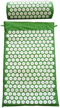Complete x large Acupressure Mat and Pillow Neck Back Massage Comfort Set Acupuncture Mat Bed of Nails Yoga Mat & Pillow (GREEN)