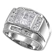 Sterling Silver Men's Ring - Clear CZ - 8mm Band Width - 17mm Face Height - Sizes: 8-12 - Weight: 14.8 g