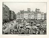 1916 Print Marketplace Warsaw Warsawa Poland Polska Bazaar Market Vendor Shop - Original Halftone Print