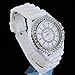 6sense Luxury Crystal Inlay White Rubber Strap Ladies Watches