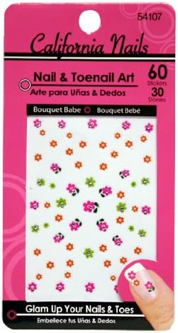California Nails Fingernail & Toenail Nail Art Stickers - Package Includes 60 Stickers & 30 Stones