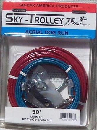 50' Dog Trolley Cable with 10' Dog Tie Out Leash
