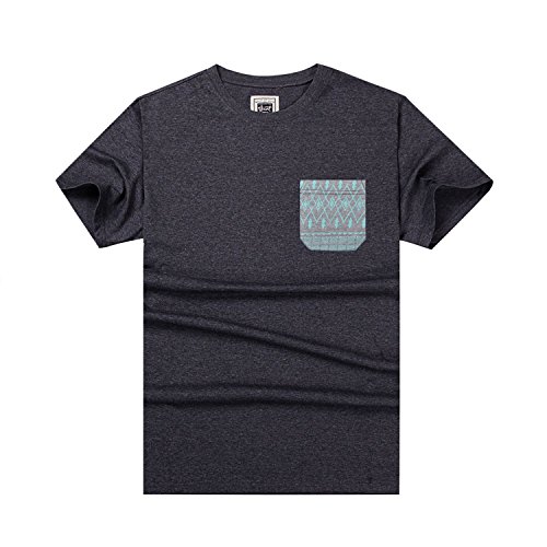 Beautiful Giant Men's Jacquard Pocket T-Shirt Crew-Neck Short Sleeve Tee Pocket Tee