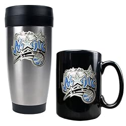 Golden State Warriors NBA Stainless Steel Travel Tumbler & Black Ceramic Mug Set - Primary Logo by Great American Products