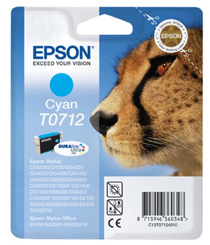 Epson Original T0712  Durabrite Cyan Ink Cartridge